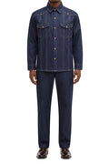 Indigo cotton blend western stitch long sleeve men's walking suit
