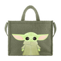 Star Wars Grogu Sherpa Travel Green Tote with Adjustable removable shoulder strap
