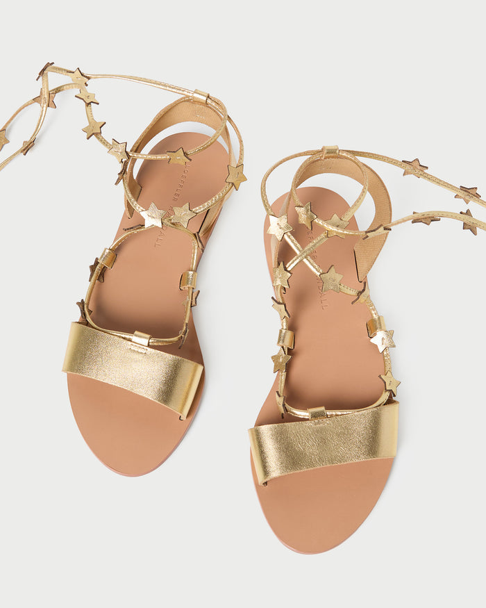 Starla Gold Wrap Sandal in gold metallic leather.