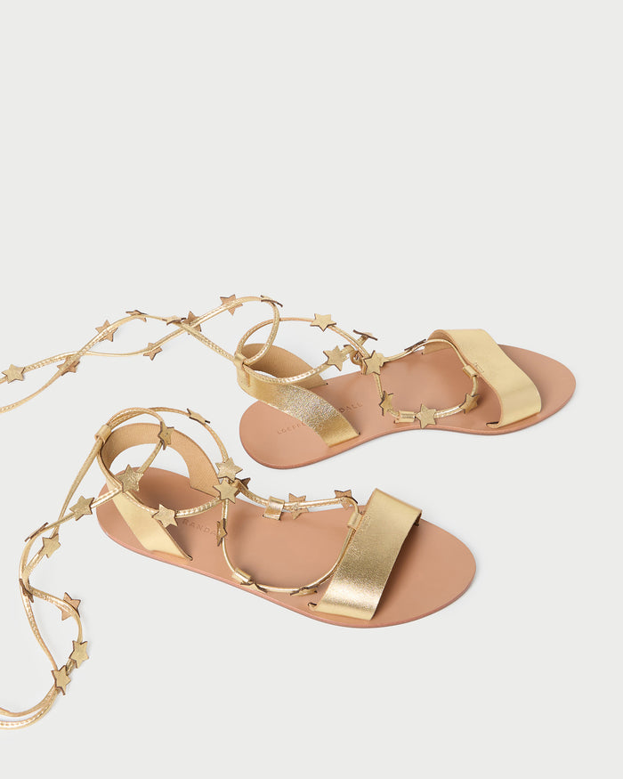 Starla Gold Wrap Sandal in gold metallic leather.