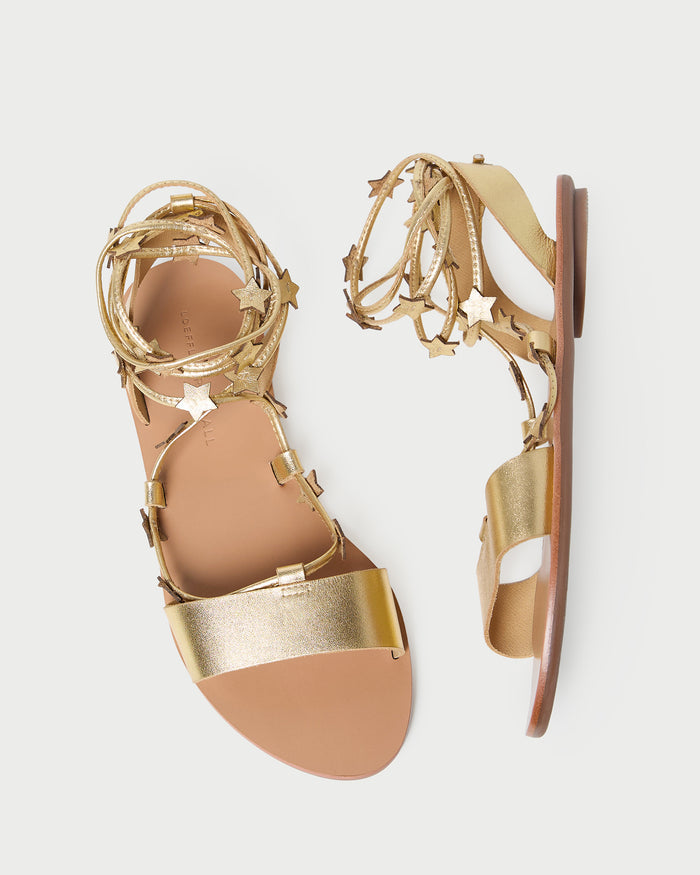 Starla Gold Wrap Sandal in gold metallic leather.