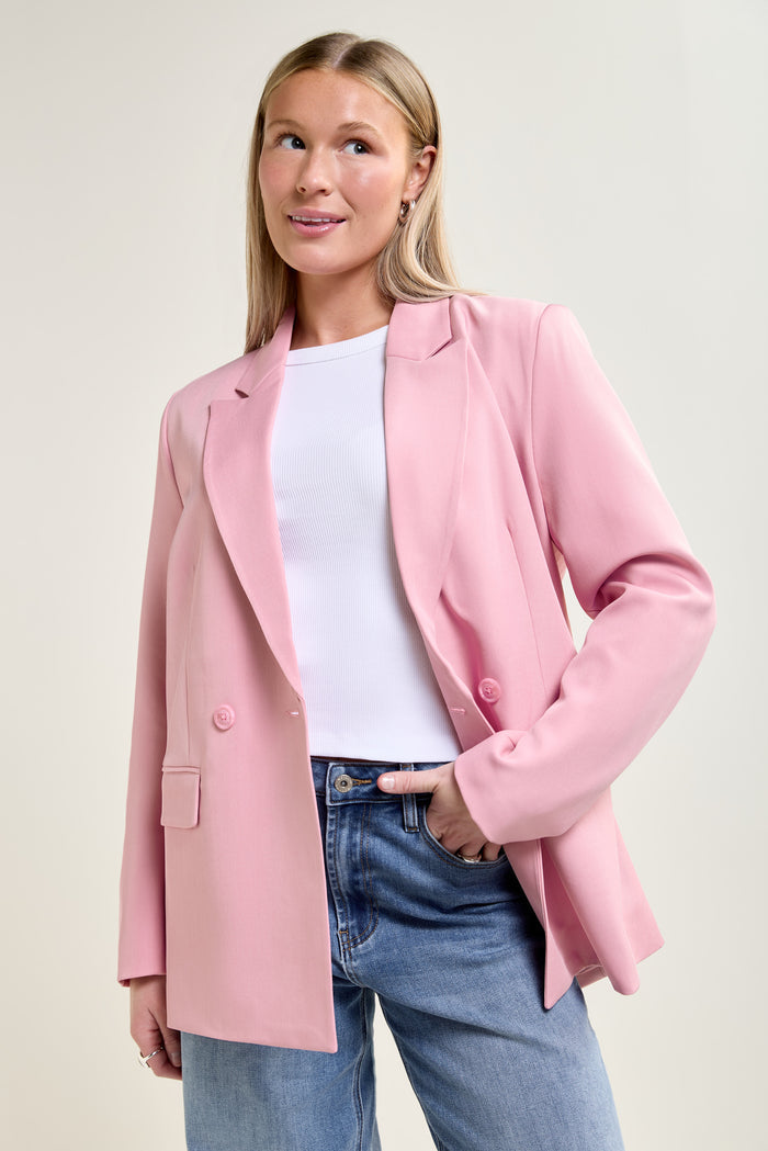 Straight Double-Breasted Blazer - 3033
