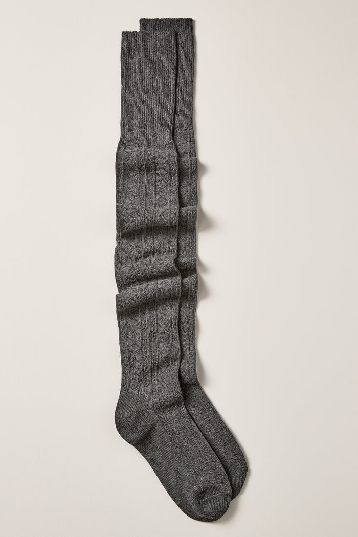Textured Knit Knee High Socks - A0283