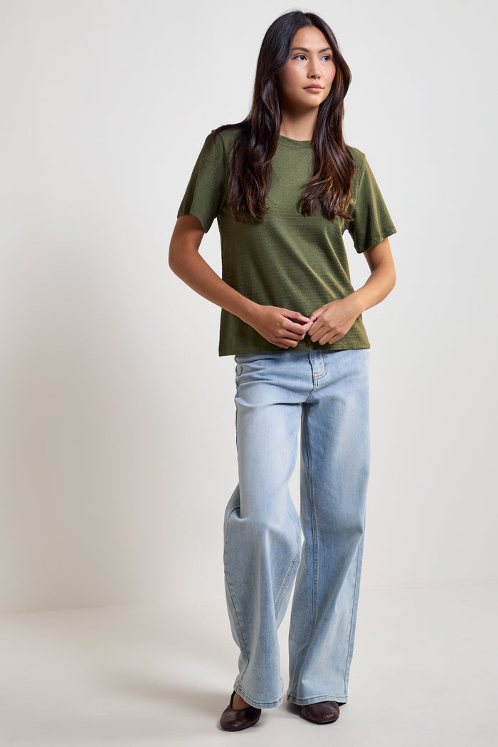 Textured Polka-Dot T-Shirt - 9203