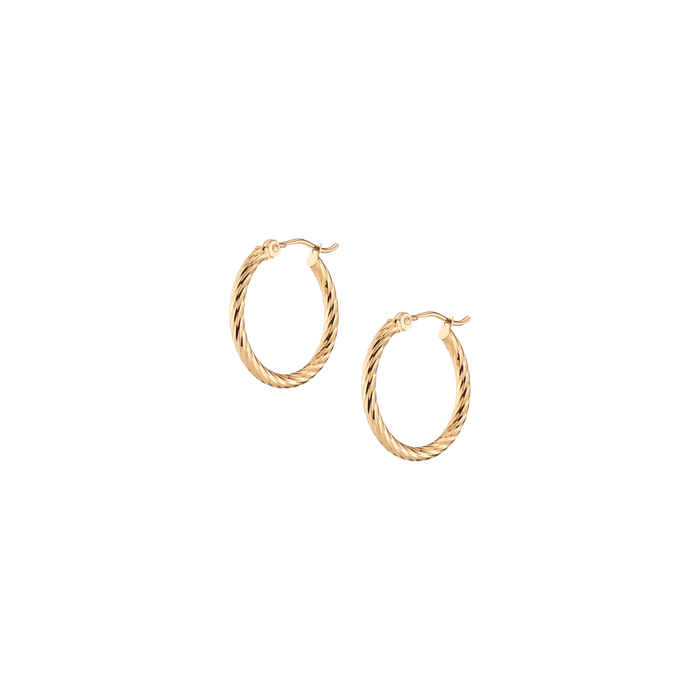 Thin Twisted Hoop Earrings 14k Yellow Gold Single Pair 20mm First