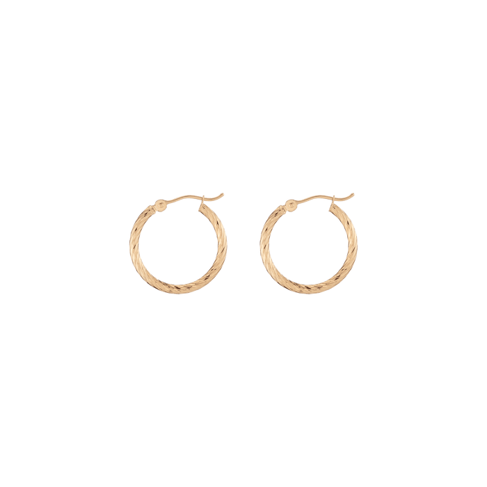 Thin Twisted Hoop Earrings 14k Yellow Gold Single Pair 20mm