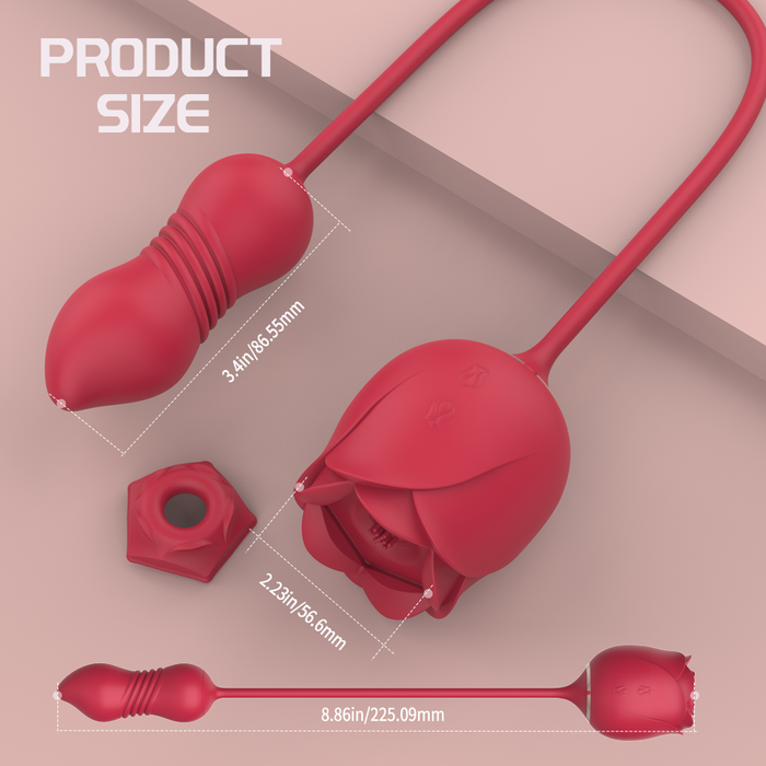 Thrusting Rose Vibrator With 9 Vibrating Modes Clitoris Suction