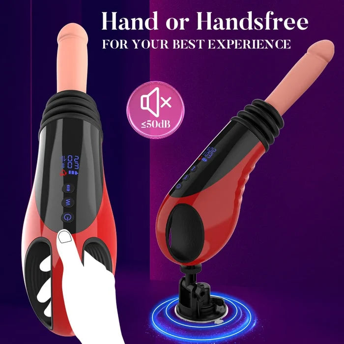 Thrusting Vibrating Heating Dildo Sex Machine Hand or Handsfree