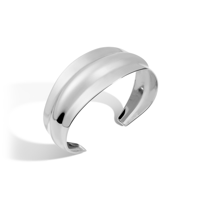 Tidal Cuff Bracelet Stainless Steel White Gold One-size First