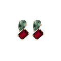 Toi et Moi Gemstone Heirloom Earring - Garnet & Green Tourmaline Vermeil Yellow Gold Single First