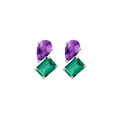 Toi et Moi Gemstone Heirloom Earring - Green Emerald & Amethyst Vermeil White Gold Single First