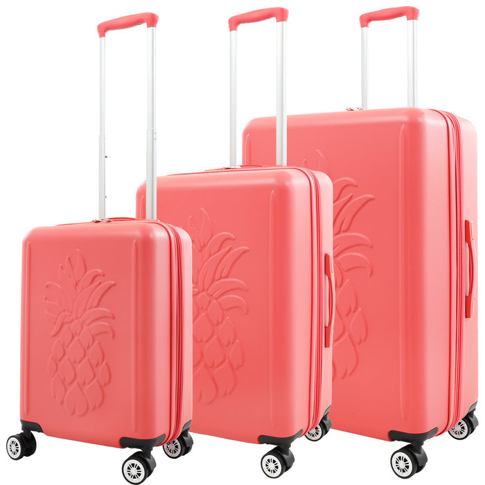 Tommy Bahama 3-Piece Hardside Luggage Set with 3D Pineapple – 30", 26" & 21.5" Spinner Suitcases
