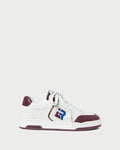Topspin Cream/Maroon Court Sneaker in cream and maroon leather.