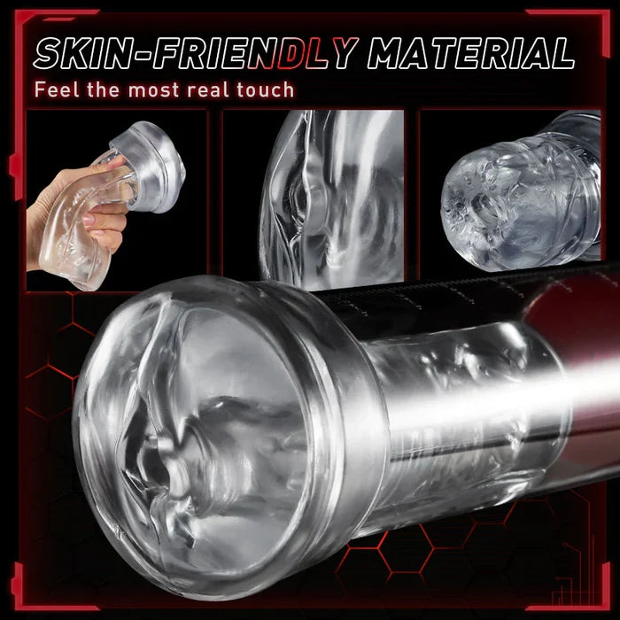 Transparent Penis Enlargement Pump with 9 Vibrating 9 Sucking
