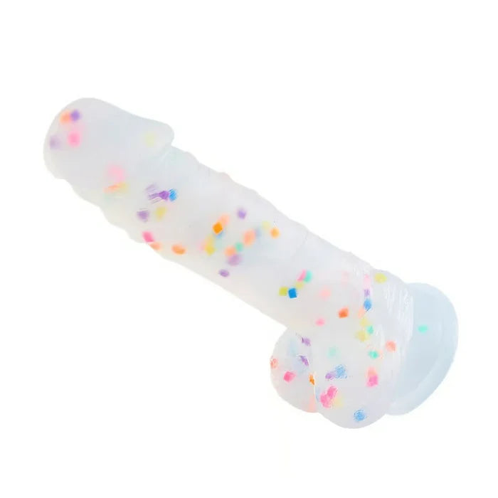 Transparent Silicone Dildo with Colored Spots 8.07 Inch