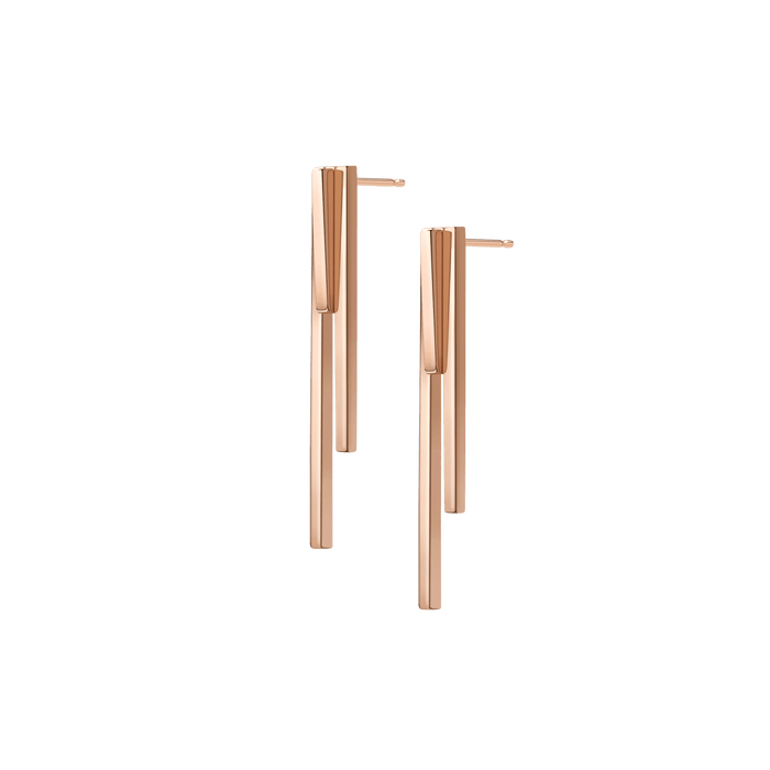Tribar Ear Jacket Rose Gold Vermeil 14k Rose Gold 18k Rose Gold Half Side  Pair | Single |