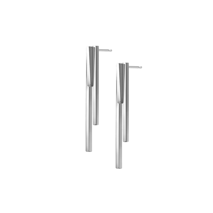 Tribar Ear Jacket Sterling Silver White Gold Vermeil 14k White Gold 18k White Gold Half Side  Pair | Single |