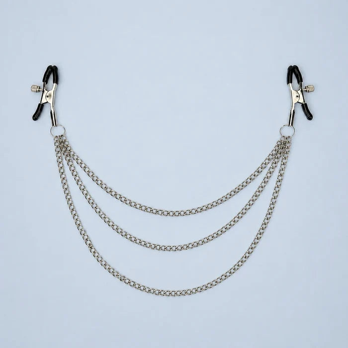 Triple drape chain Nipple clamps