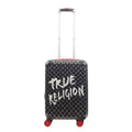 True Religion 22.5" Iconic Big Logo black checkered carry-on hard sided expandable luggage suitcase durable, fast and effort-free transportation with 360° spinner wheels. Officially licensed True Religion. Front.