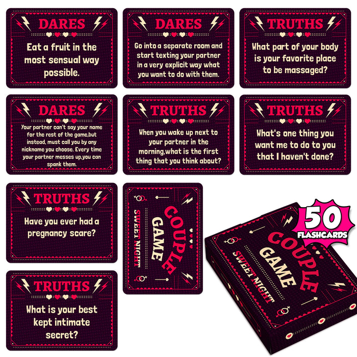 Truths or Dares - 50 Romantic Night Cards for Couples: Flirty Tension Game Props Sexy Game