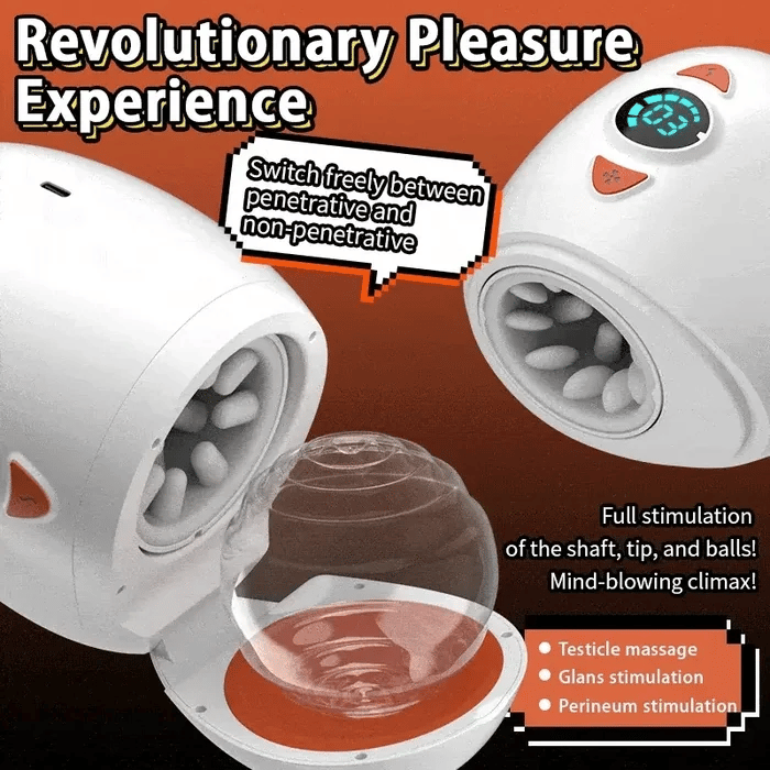 U-egg - Penetrative Style Male Masturbator with Rotating Piston, Glans Vibration & Testicle Massage