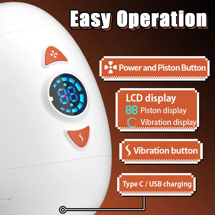 U-egg - Penetrative Style Male Masturbator with Rotating Piston, Glans Vibration & Testicle Massage
