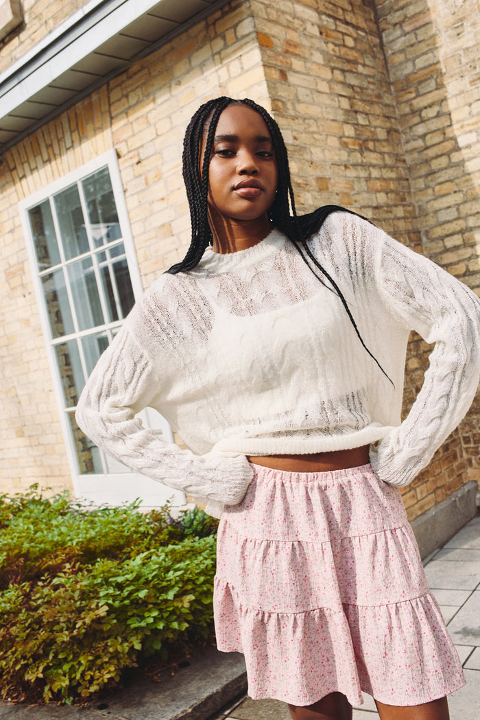 Ultra Sheer Cable Knit Sweater - 8170