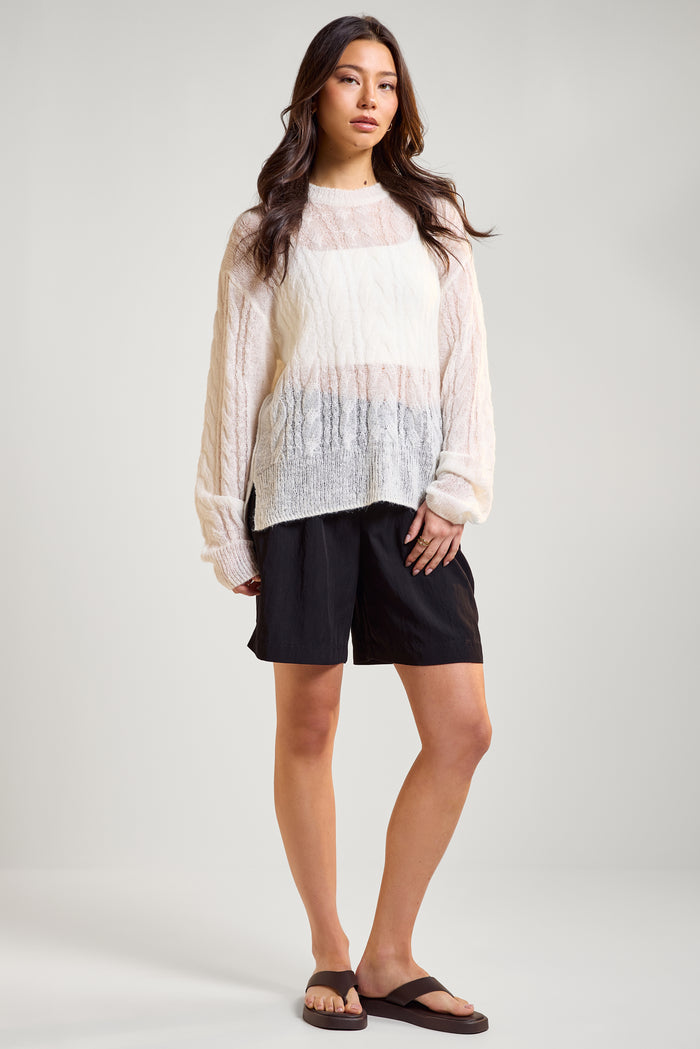 Ultra Sheer Cable Knit Sweater - 8170