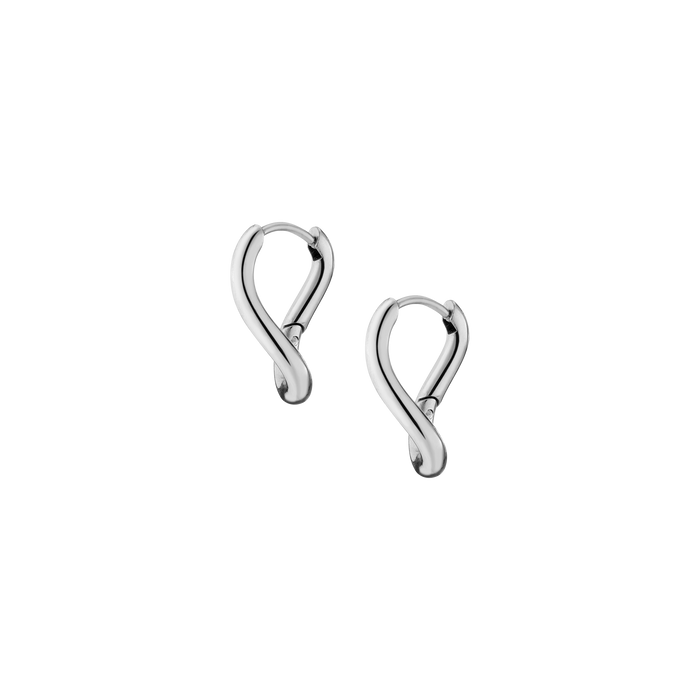 Curve Hoop Earrings Stainless Steel White Gold