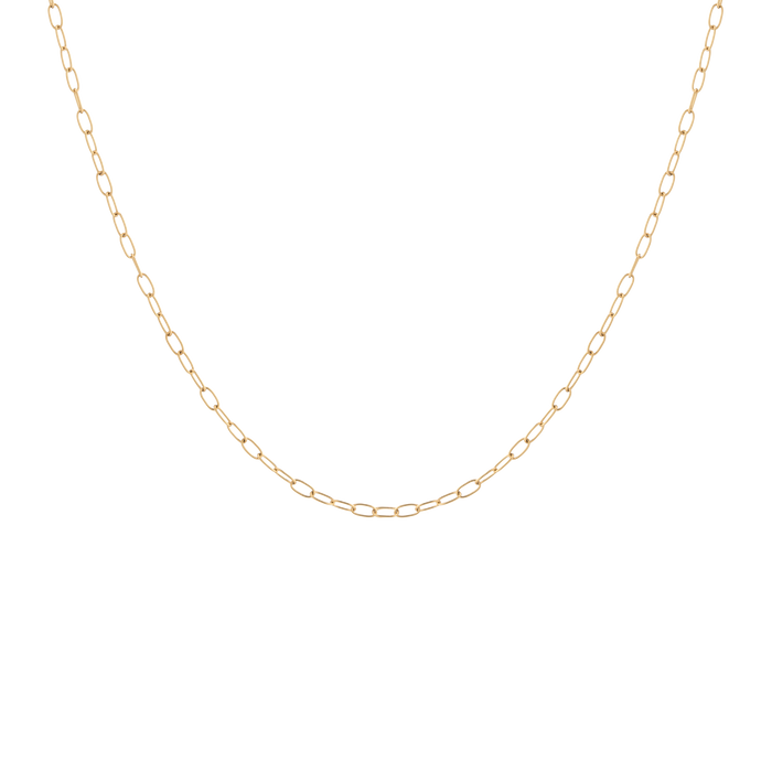 Unbreakable Mini Paperclip Chain Necklace Stainless Steel Yellow Gold 18in First