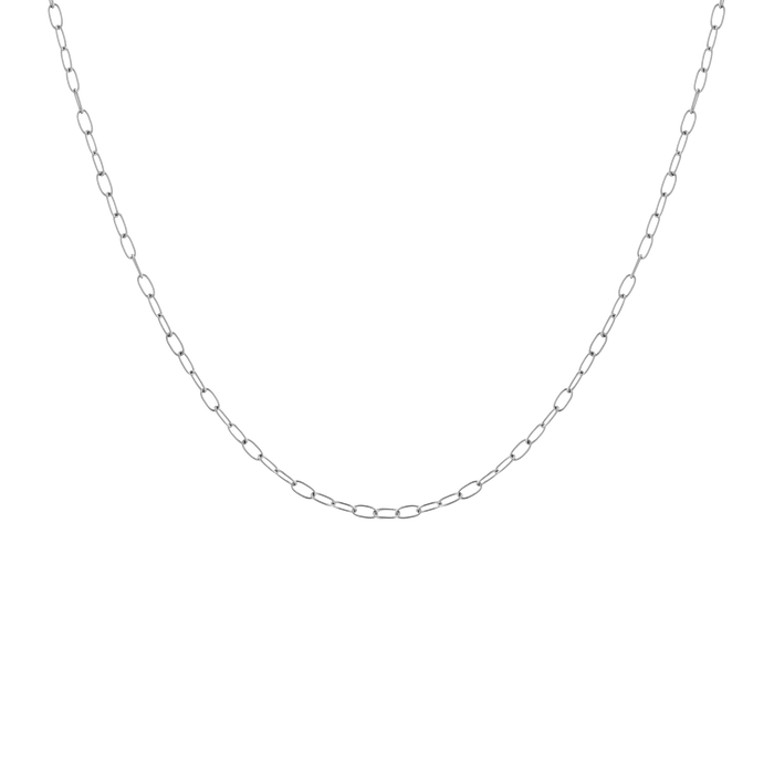 Unbreakable Mini Paperclip Chain Necklace Stainless Steel White Gold 18in First