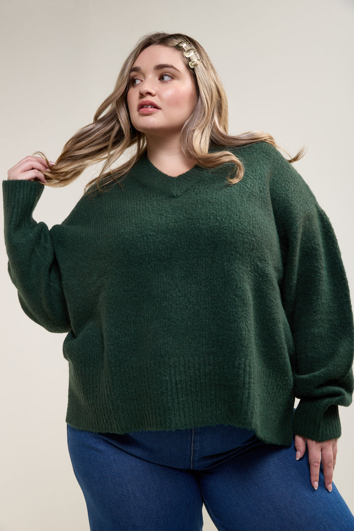 V-Neck Knit Sweater - 8153