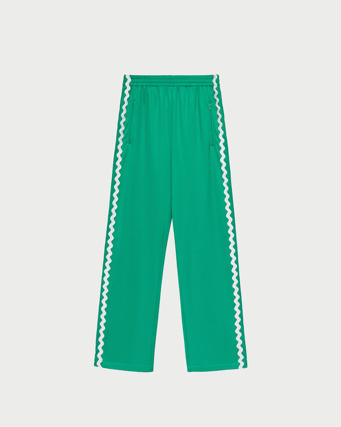 Venus Track Pant in green nylon.