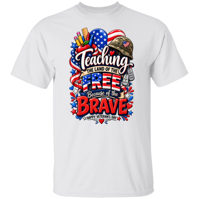 Veterans Day patriotic teacher and school staff T-shirt - white
