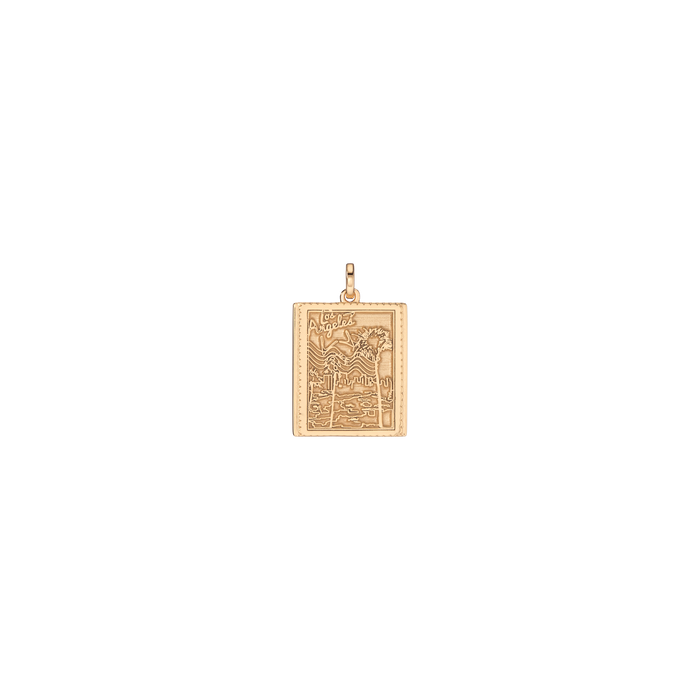 Vintage Stamp Charm Vermeil Yellow Gold Los Angeles First
