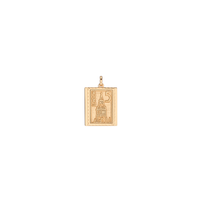 Vintage Stamp Charm Vermeil Yellow Gold London First