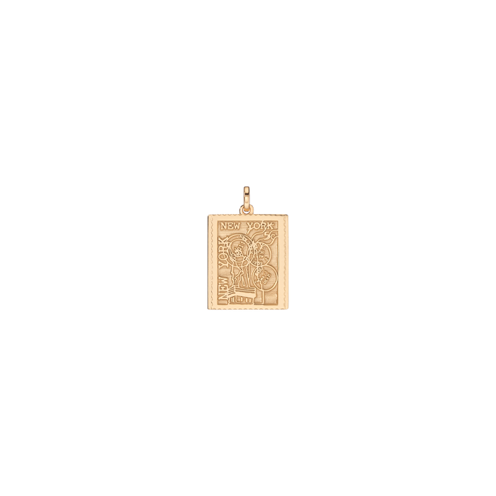 Vintage Stamp Charm Vermeil Yellow Gold New York First