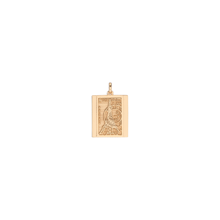 Vintage Stamp Charm Vermeil Yellow Gold Paris First