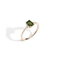 Vintage Emerald Cut Ring Vermeil 14K 18K Yellow Gold Green Tourmaline