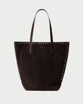 Walker Brown/Silver Suede Tote in brown suede and silver studs.