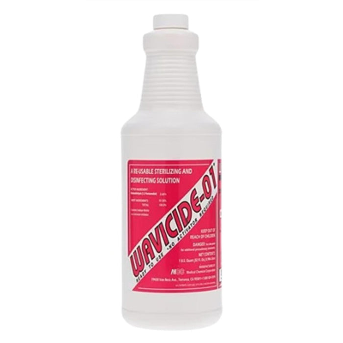 Wavicide quart size ready to use sterilizing solution used in funeral service operations, from lynch supply
