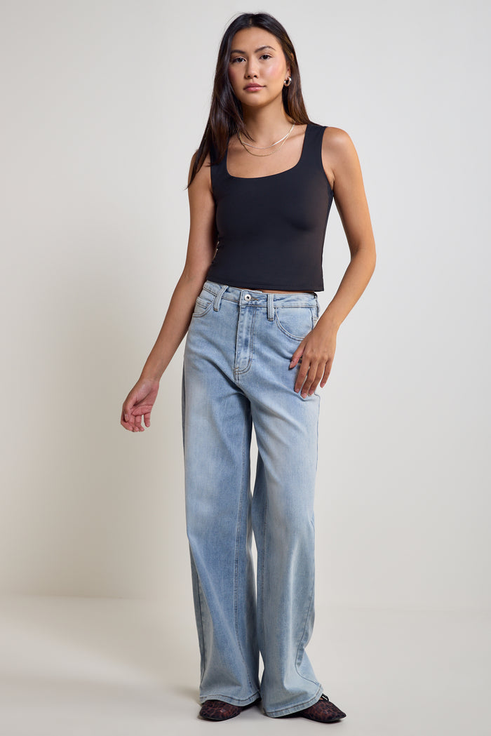 Wide Strap Fitted Tank Top - 9205