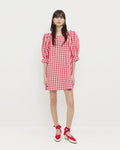 Willy Mini Dress in red gingham cotton and Wilson Natural/Red Espadrille.