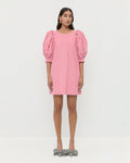 Willy Mini Dress in pink corduroy and Margot Black/White Gingham Bow Heels.