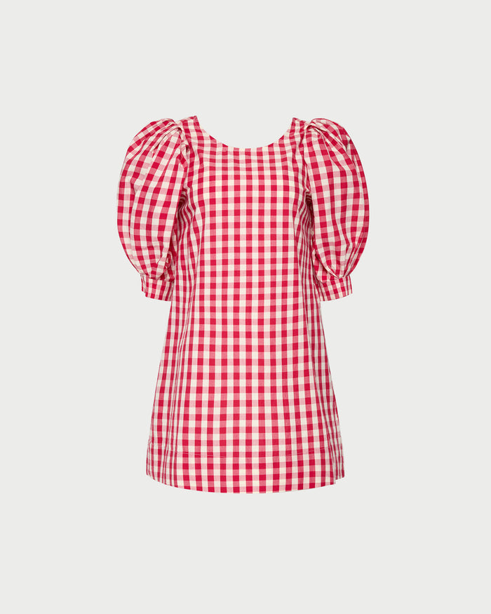 Willy Mini Dress in red gingham cotton.