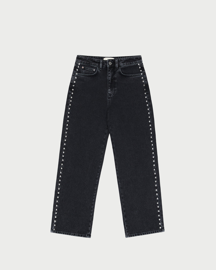 Winona Denim Pant in washed black and silver studs.