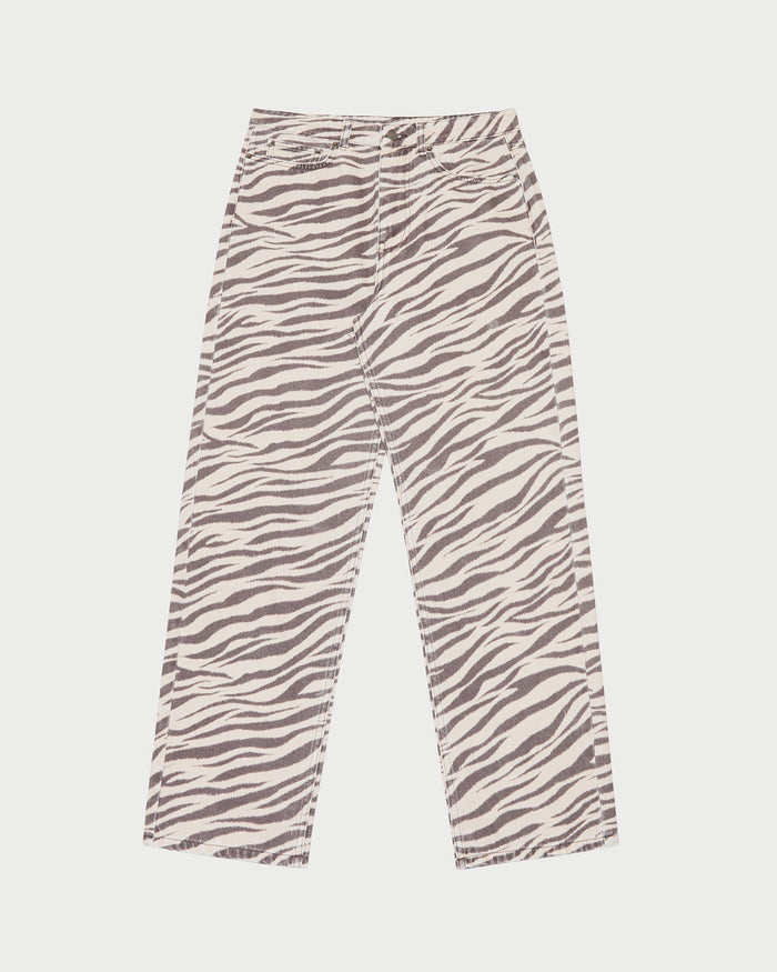Winona Denim Pant in straight leg zebra print.