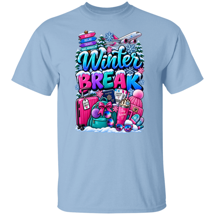 Winter Break teacher and school staff T-shirt light blue