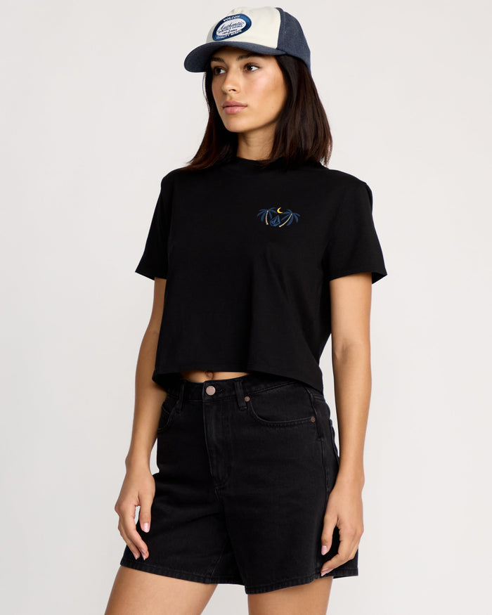 Women's Dial Crop Tee-Black-Volcom