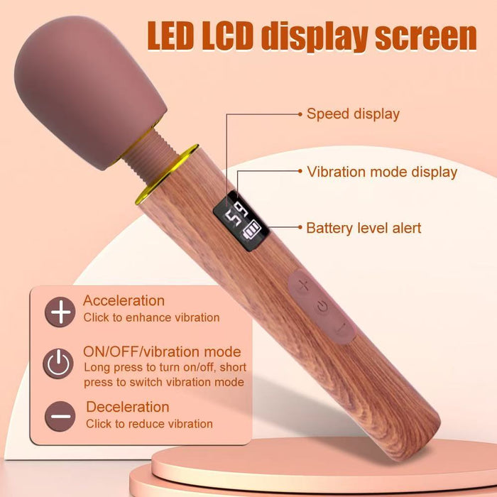 Wood-Textured Wand Massager - Powerful Performance Meets Natural Elegance